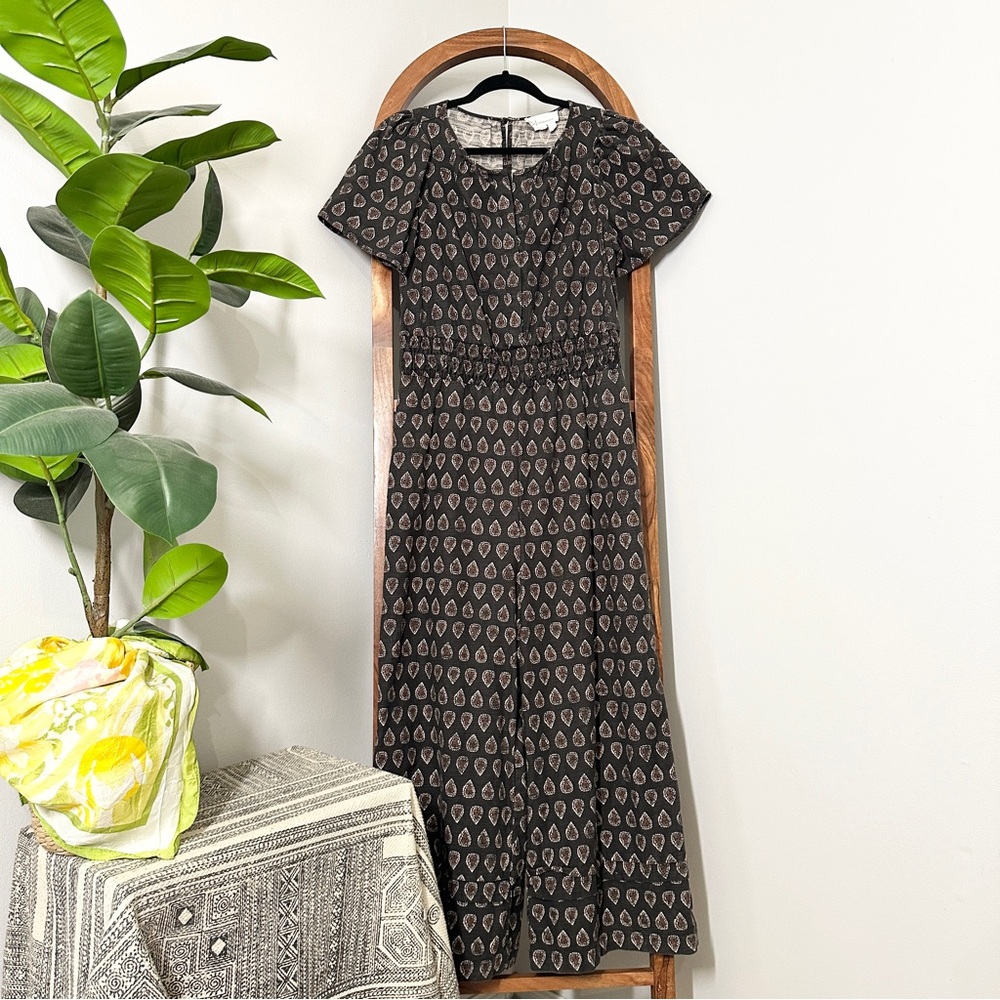 Anthropologie SMALL The Somerset Wide Leg Jumpsuit in Black Motif